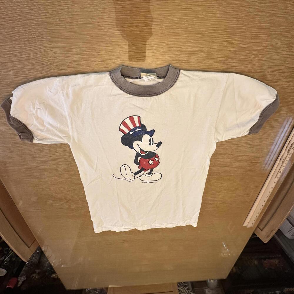 Vintage Mickey Mouse Graphic Tee with Ringer Design